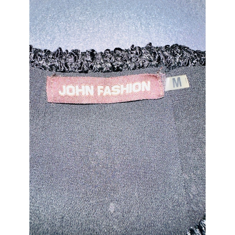 F1 John Fashion sequin sweater black sheer open back medium women's - Picture 3 of 6